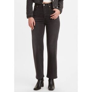 Levi’s ribcage straight high rise button fly jeans size 26 black wash